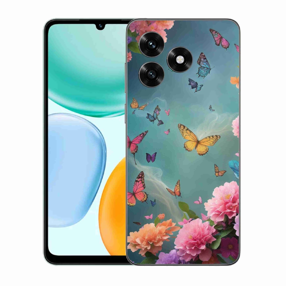 Gelový kryt mmCase na Honor X5c Plus - barevné květy a motýli