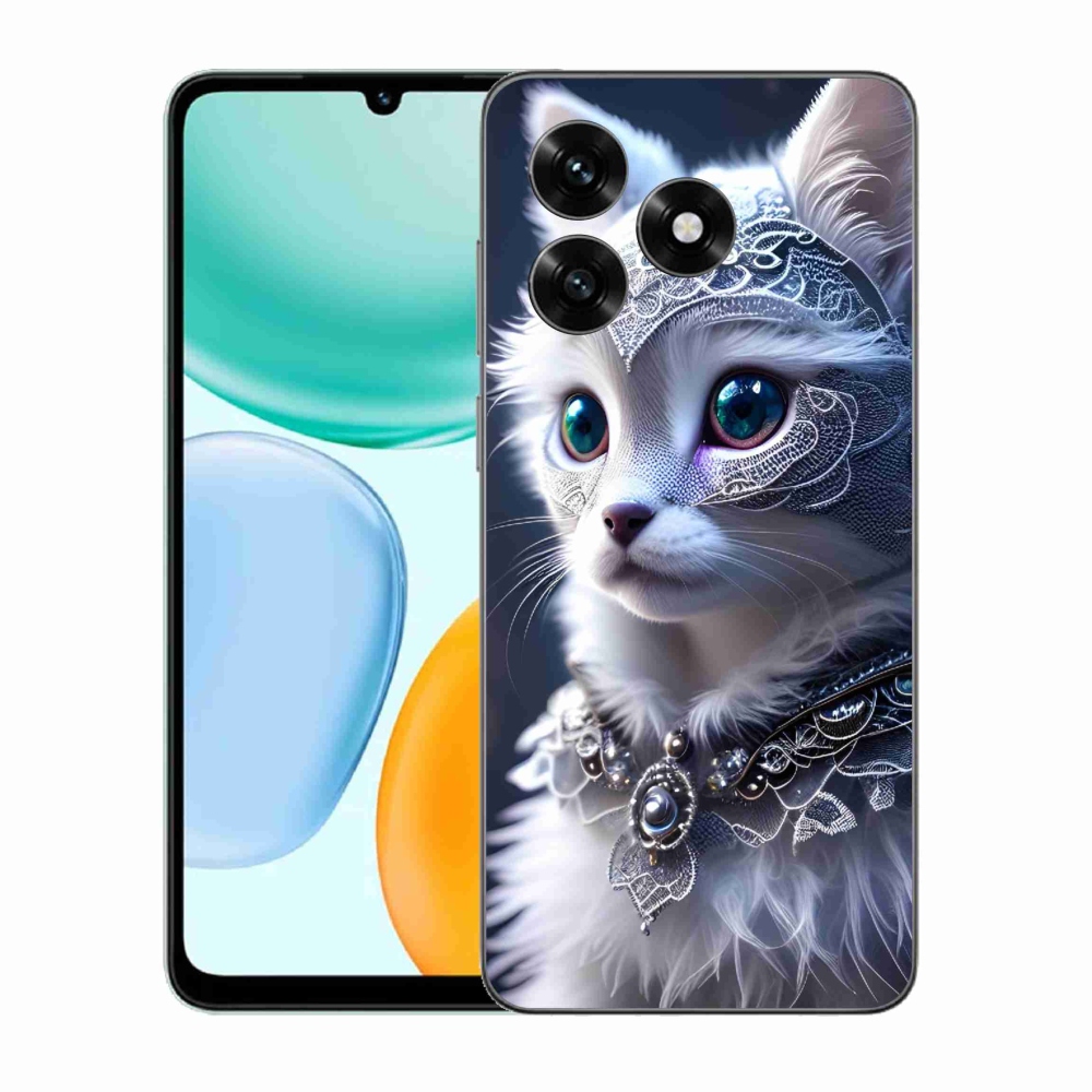 Gelový kryt mmCase na Honor X5c Plus - bílá kočka