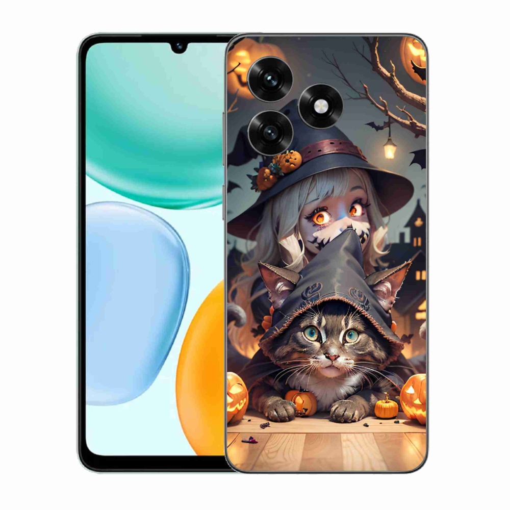 Gelový kryt mmCase na Honor X5c Plus - čarodějnice s kočkou
