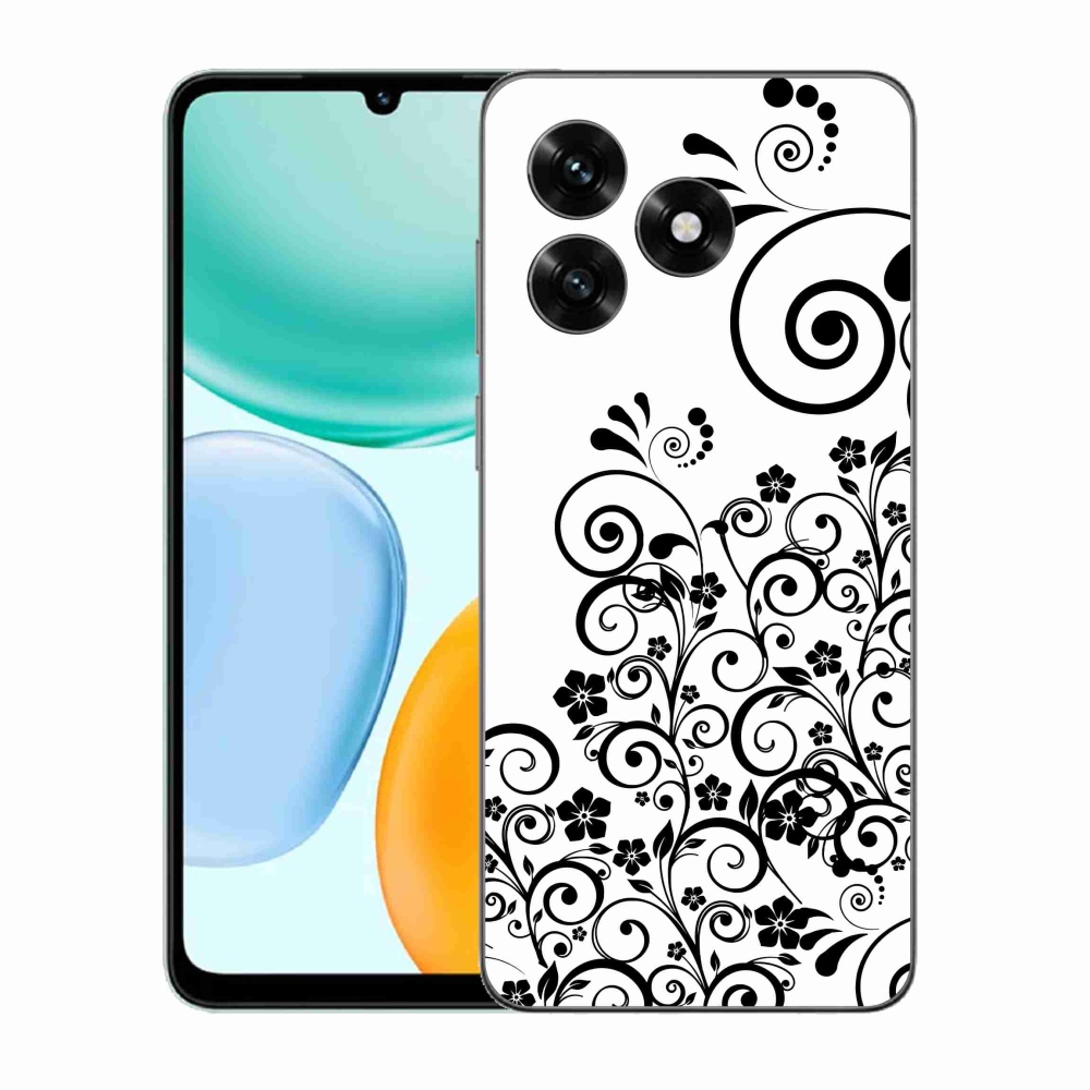 Gelový kryt mmCase na Honor X5c Plus - černobílé květinové vzory