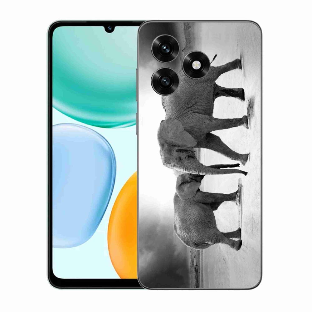 Gelový kryt mmCase na Honor X5c Plus - černobílí sloni