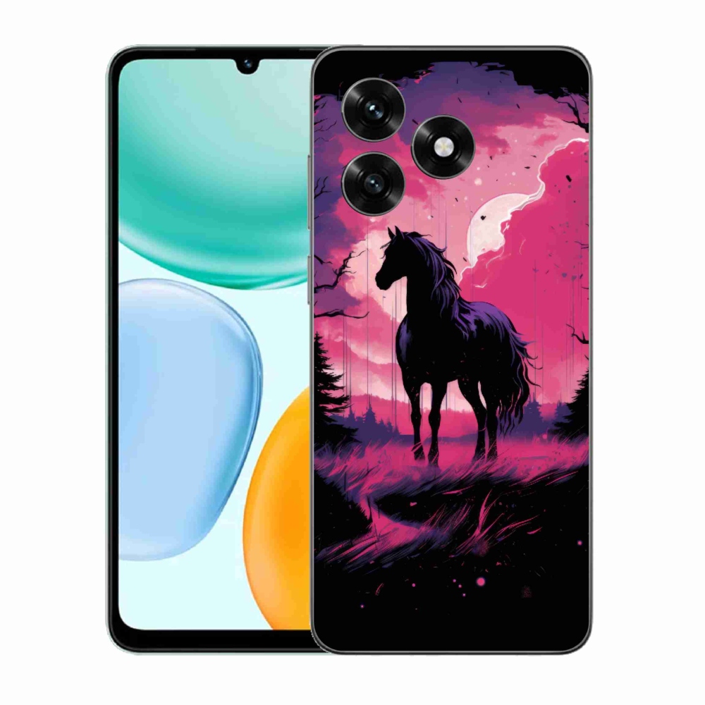 Gelový kryt mmCase na Honor X5c Plus - černý kreslený kůň 1