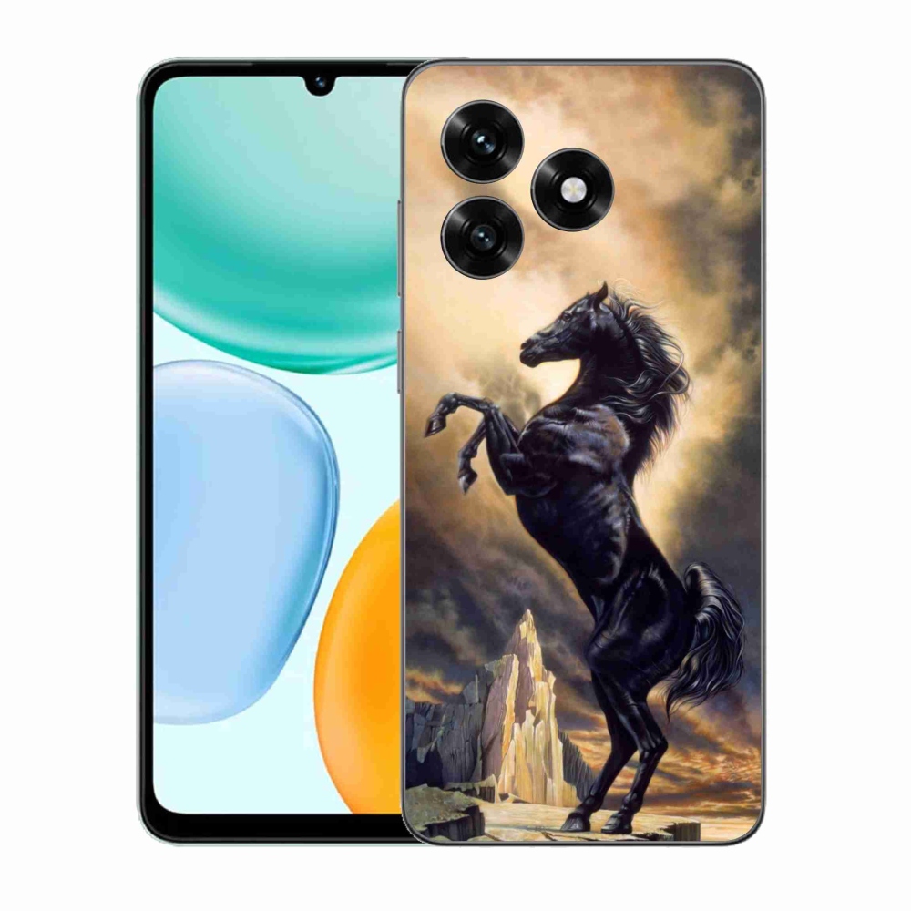 Gelový kryt mmCase na Honor X5c Plus - černý kreslený kůň