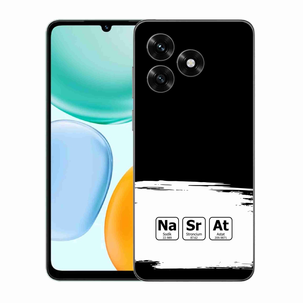 Gelový kryt mmCase na Honor X5c Plus - chemické prvky bíločerné pozadí