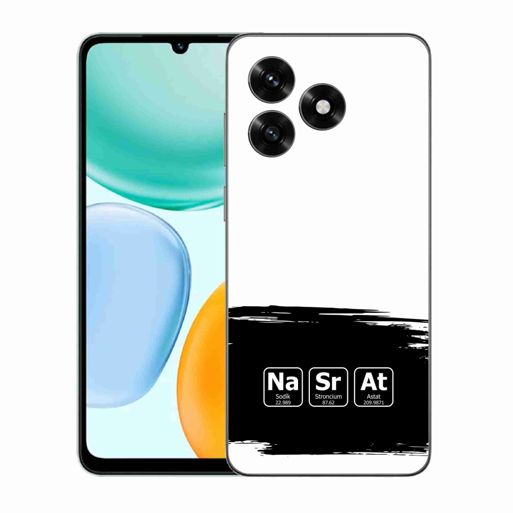 Gelový kryt mmCase na Honor X5c Plus - chemické prvky černobílé pozadí