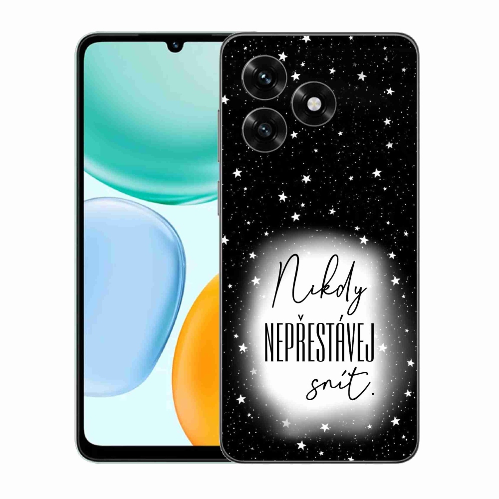 Gelový kryt mmCase na Honor X5c Plus - citát 1 bíločerné pozadí