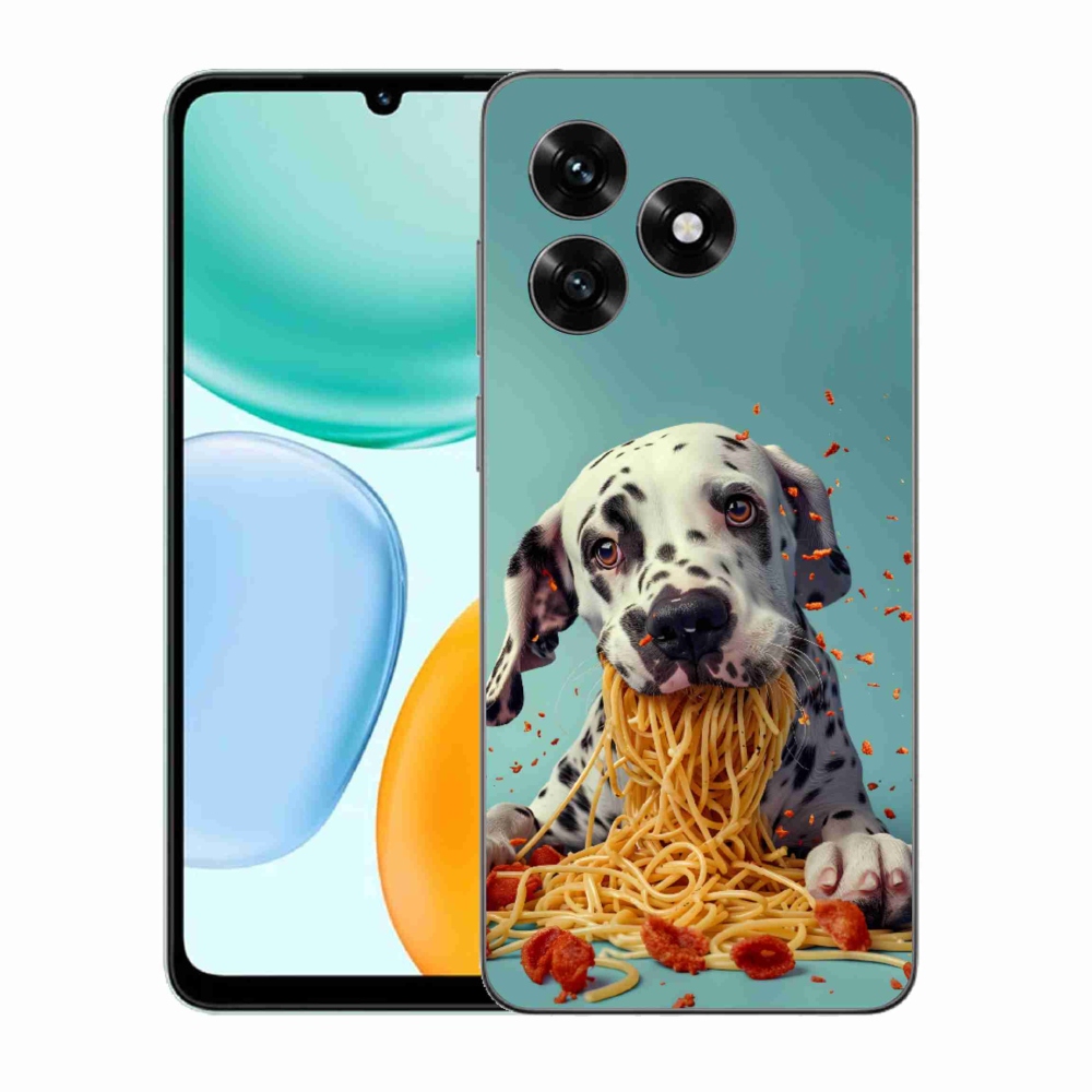 Gelový kryt mmCase na Honor X5c Plus - dalmatin a špagety