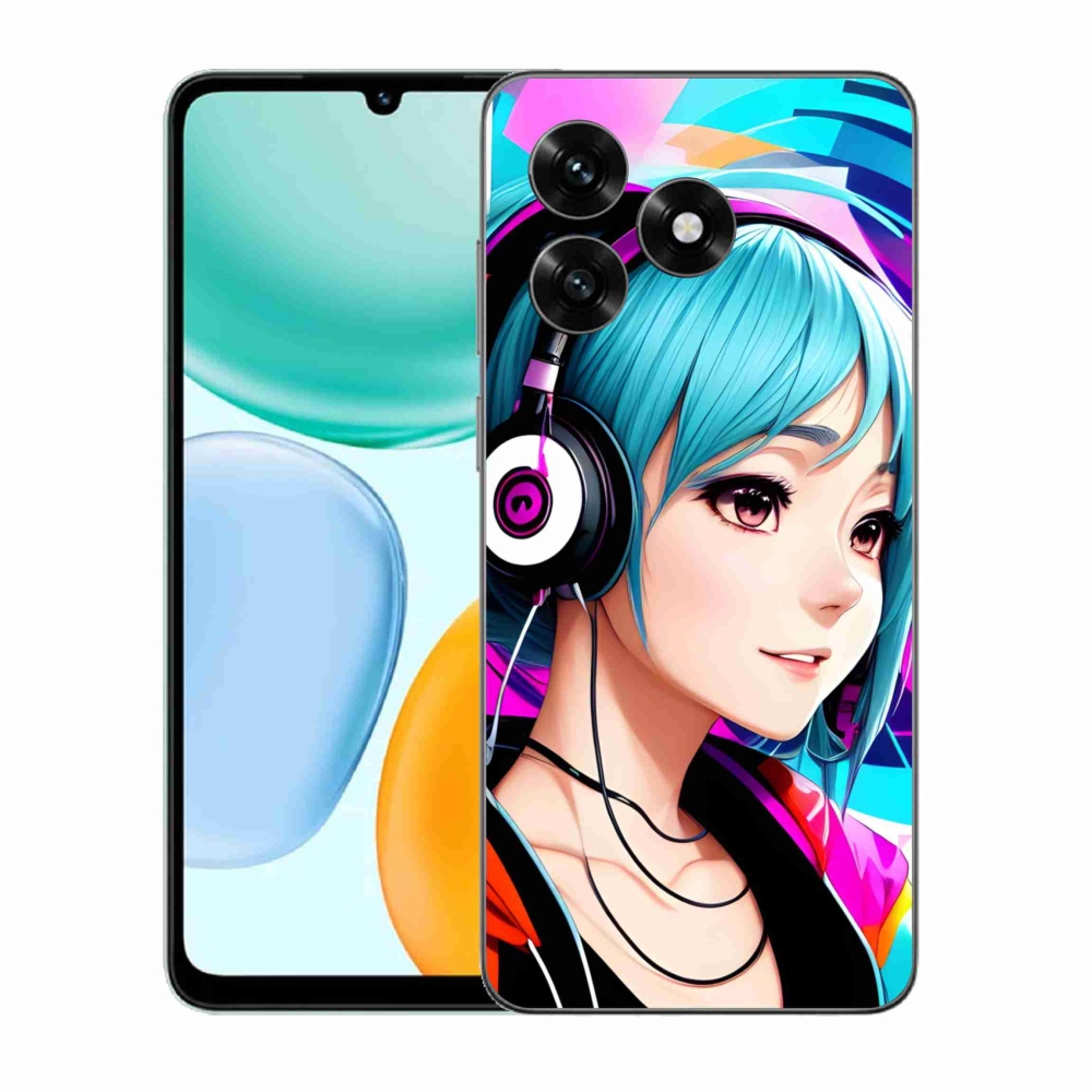 Gelový kryt mmCase na Honor X5c Plus - dívka se sluchátky