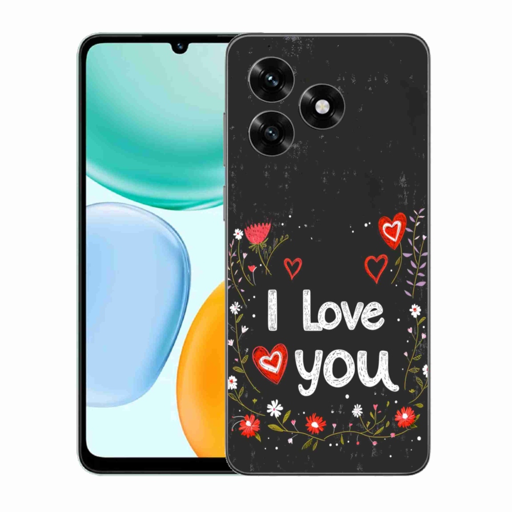 Gelový kryt mmCase na Honor X5c Plus - I love you černé pozadí