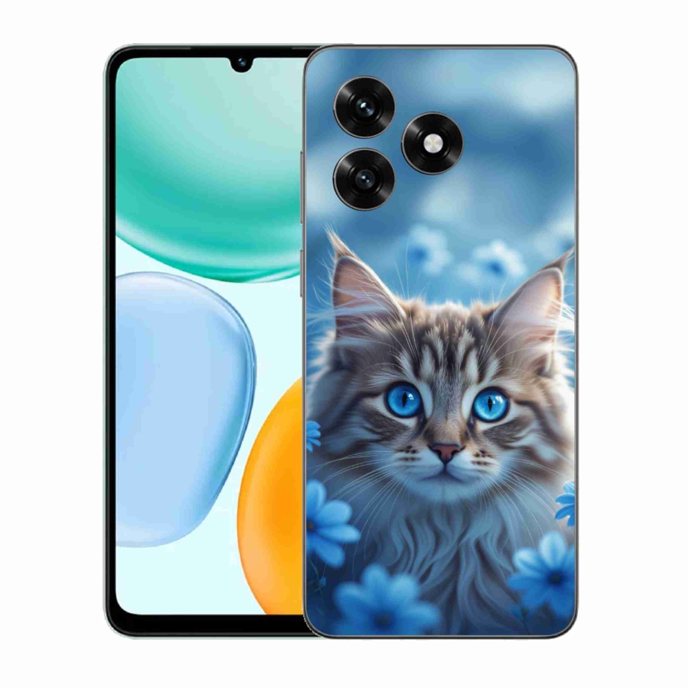 Gelový kryt mmCase na Honor X5c Plus - koťátko v modrých květech