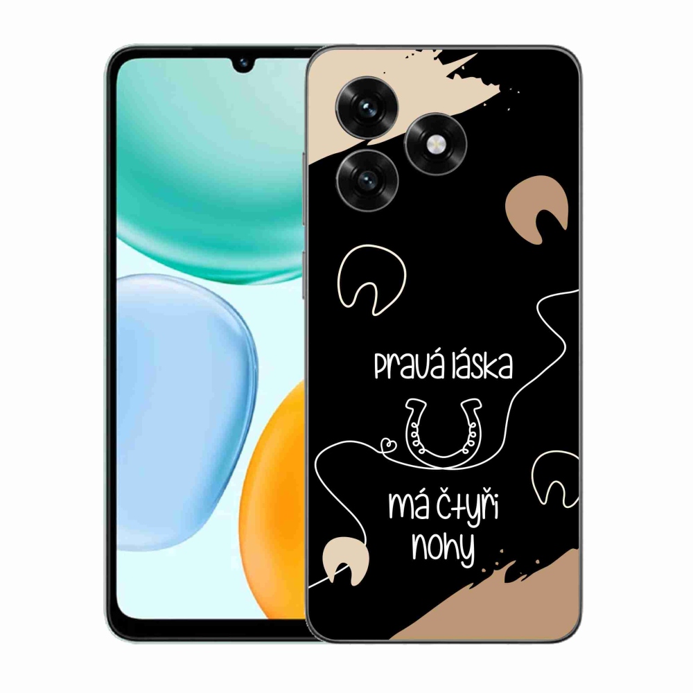 Gelový kryt mmCase na Honor X5c Plus - koňský motiv černé pozadí