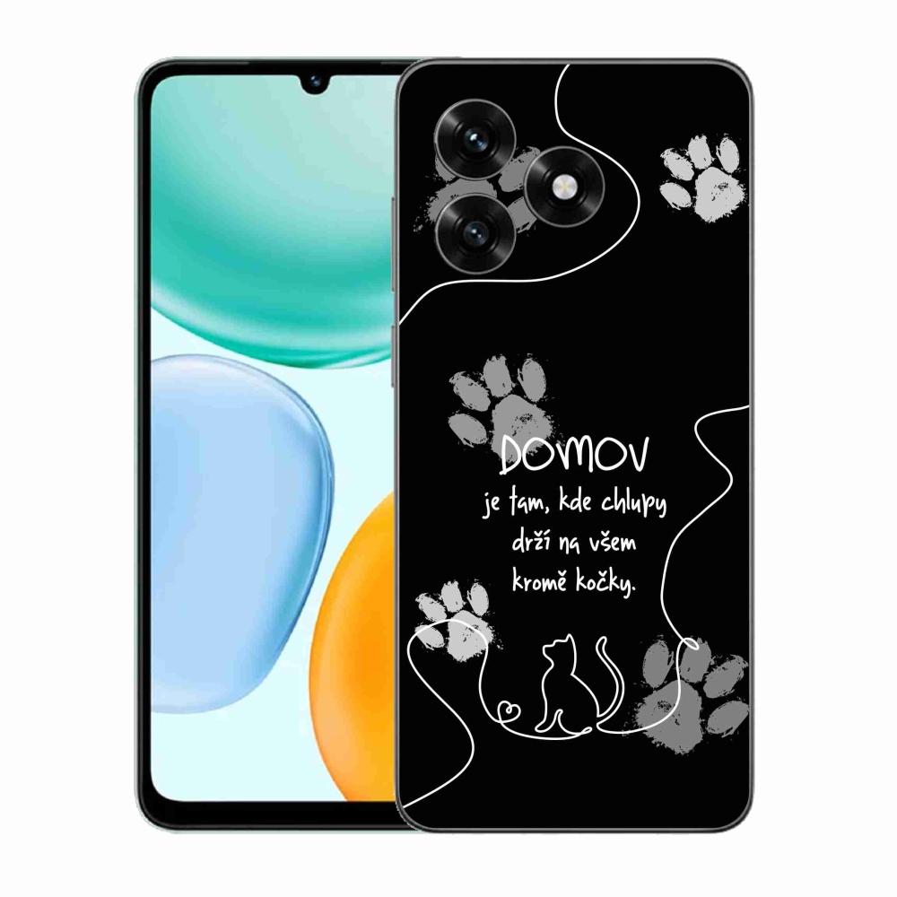 Gelový kryt mmCase na Honor X5c Plus - kočičí motiv černé pozadí