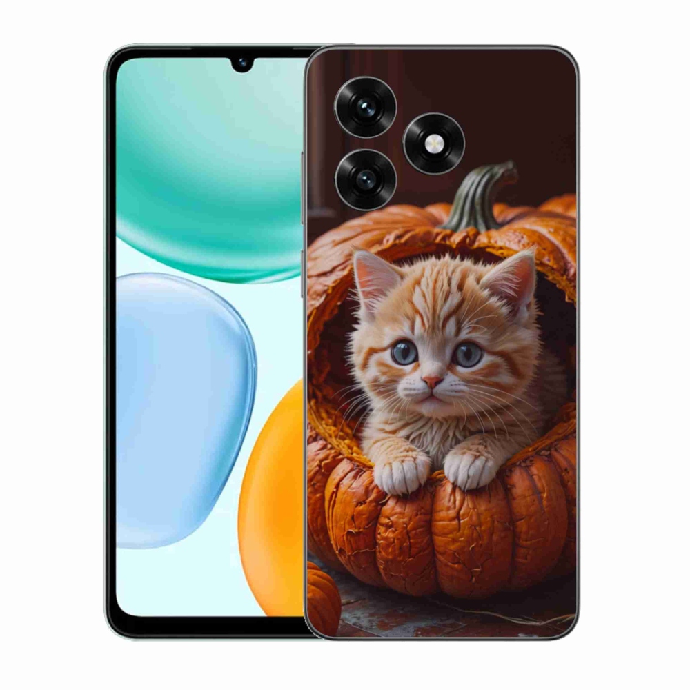 Gelový kryt mmCase na Honor X5c Plus - kotě a dýně 2