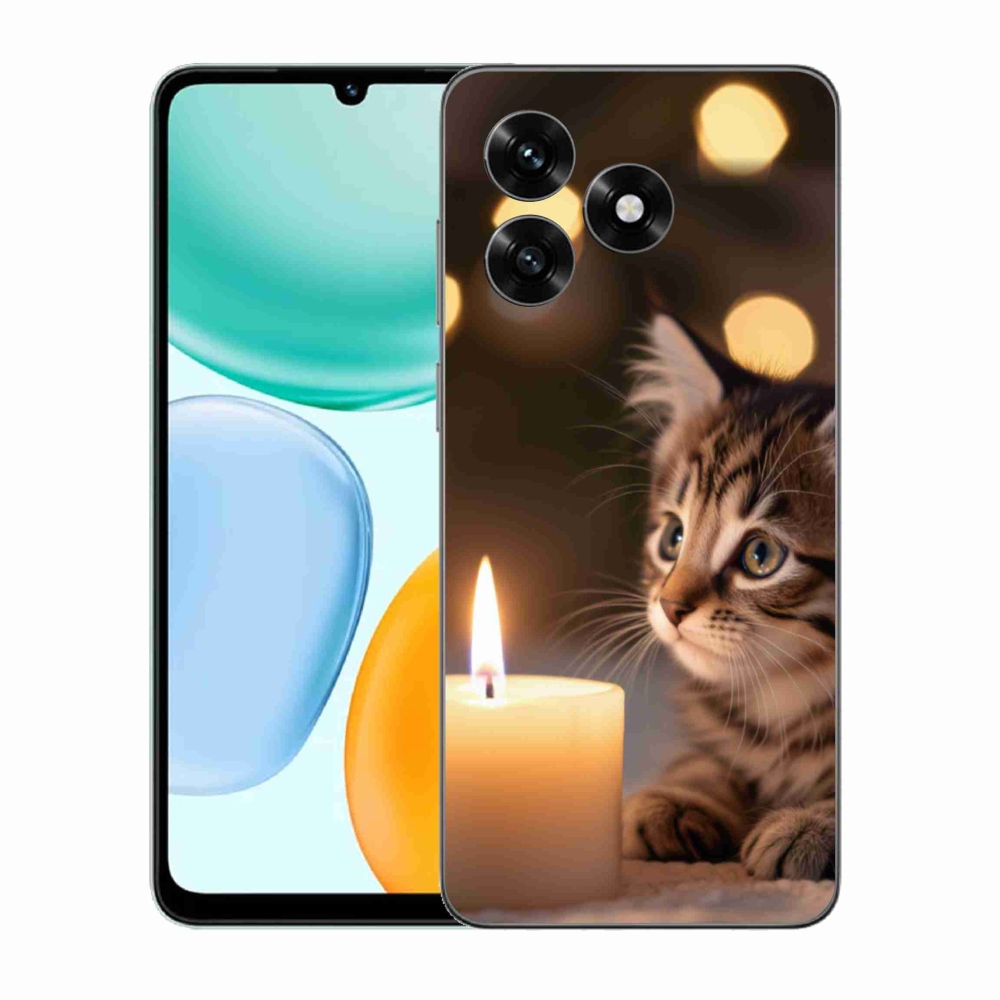Gelový kryt mmCase na Honor X5c Plus - kotě a svíčka