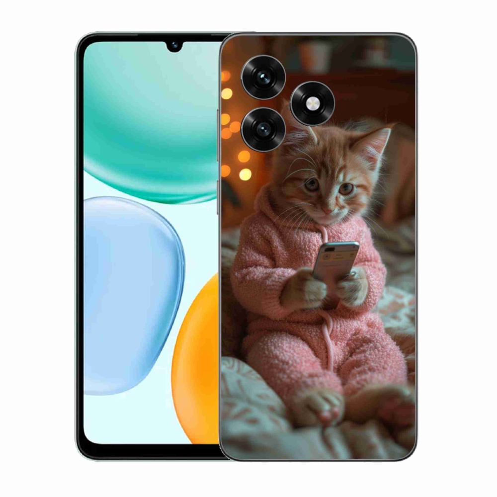 Gelový kryt mmCase na Honor X5c Plus - kotě s mobilem