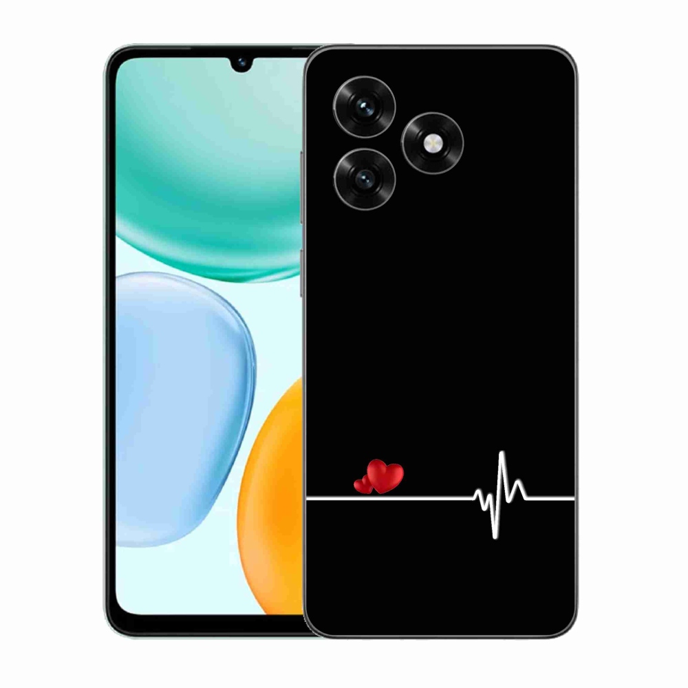 Gelový kryt mmCase na Honor X5c Plus - srdce a tep černé pozadí