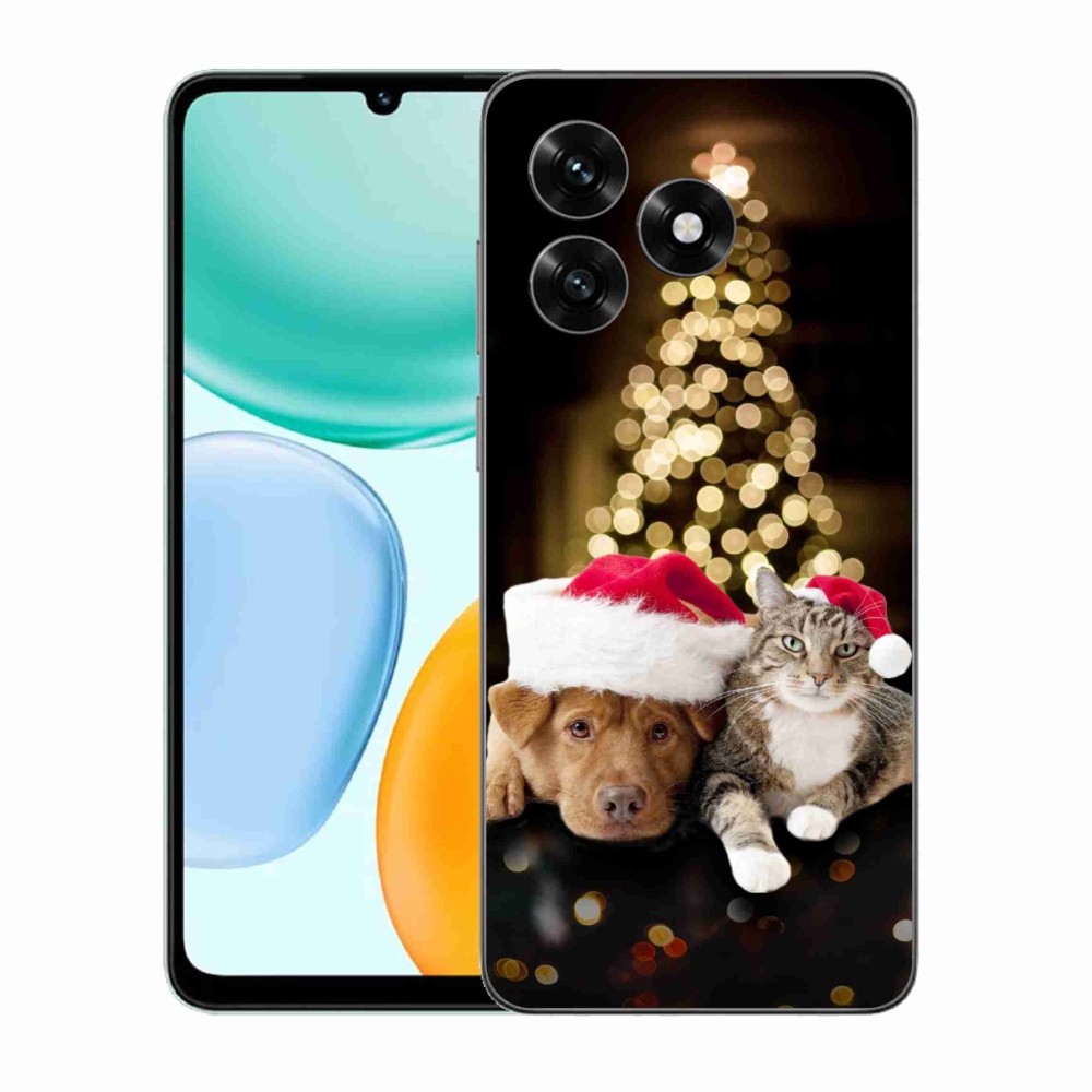 Gelový kryt mmCase na Honor X5c Plus - vánoční pes a kočka