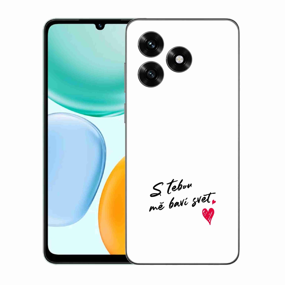 Gelový kryt mmCase na Honor X5c Plus - zamilovaný text 1 bílé pozadí