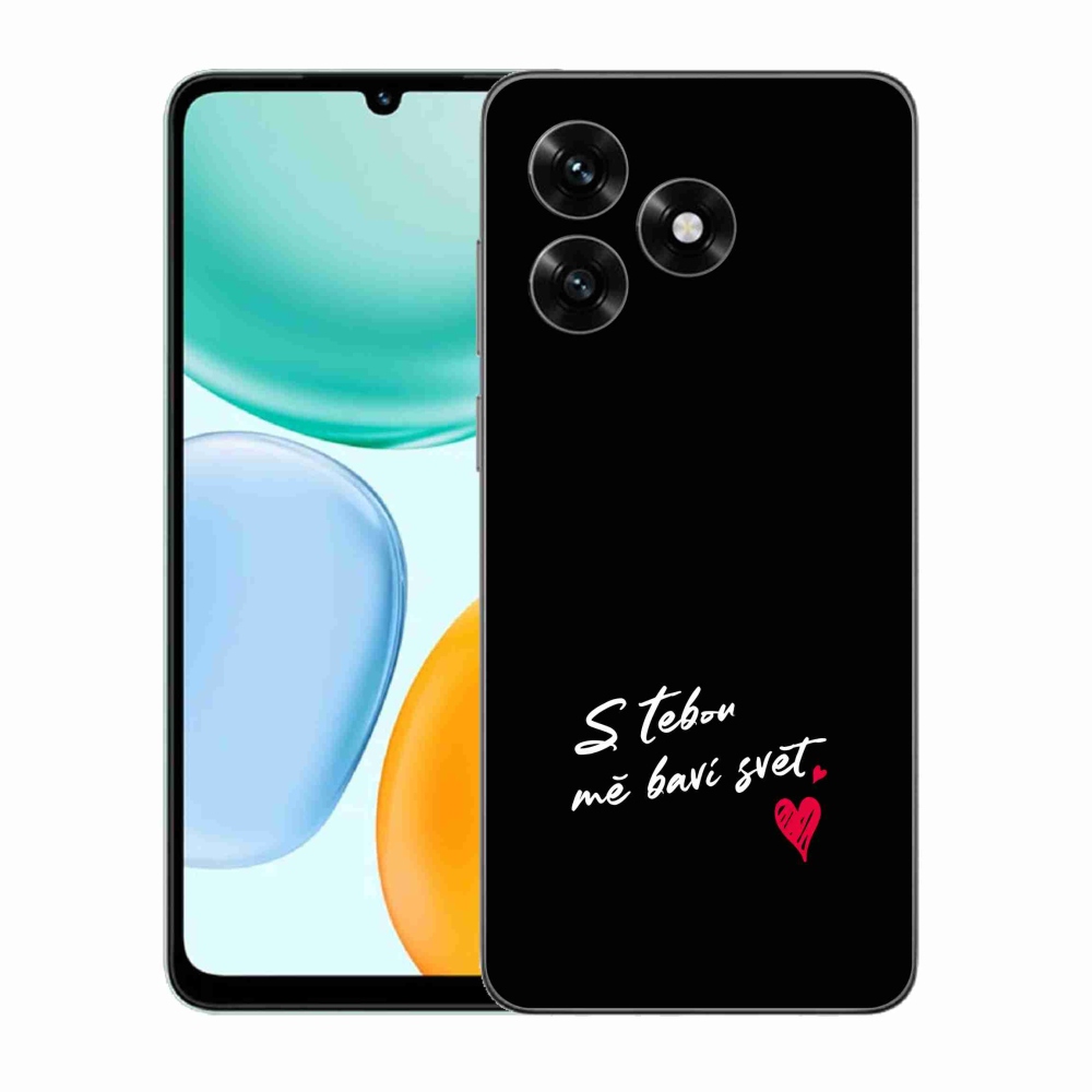 Gelový kryt mmCase na Honor X5c Plus - zamilovaný text 1 černé pozadí