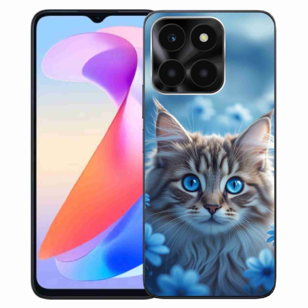 Gelový kryt mmCase na Honor X6a - koťátko v modrých květech