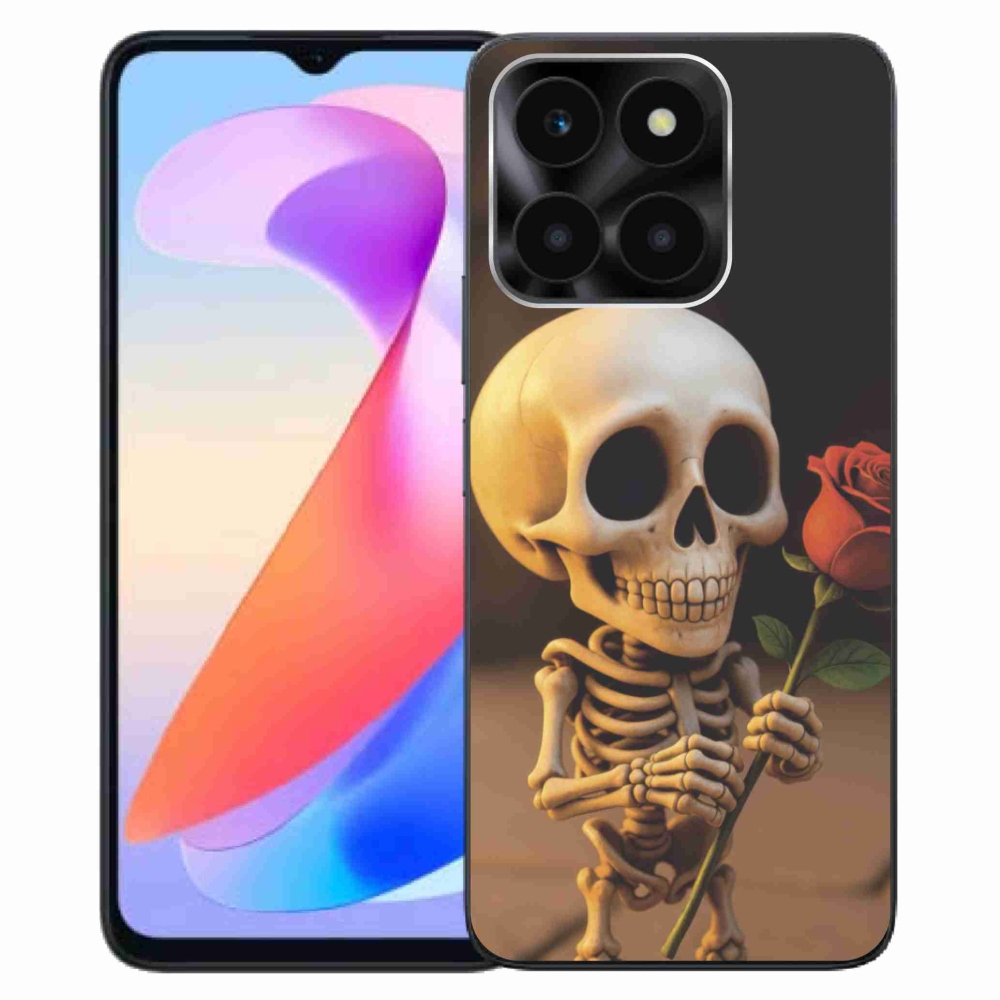 Gelový kryt mmCase na Honor X6a - kostlivec s růží