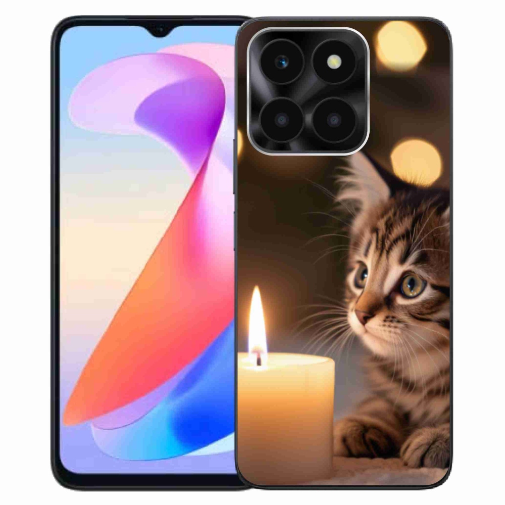 Gelový kryt mmCase na Honor X6a - kotě a svíčka