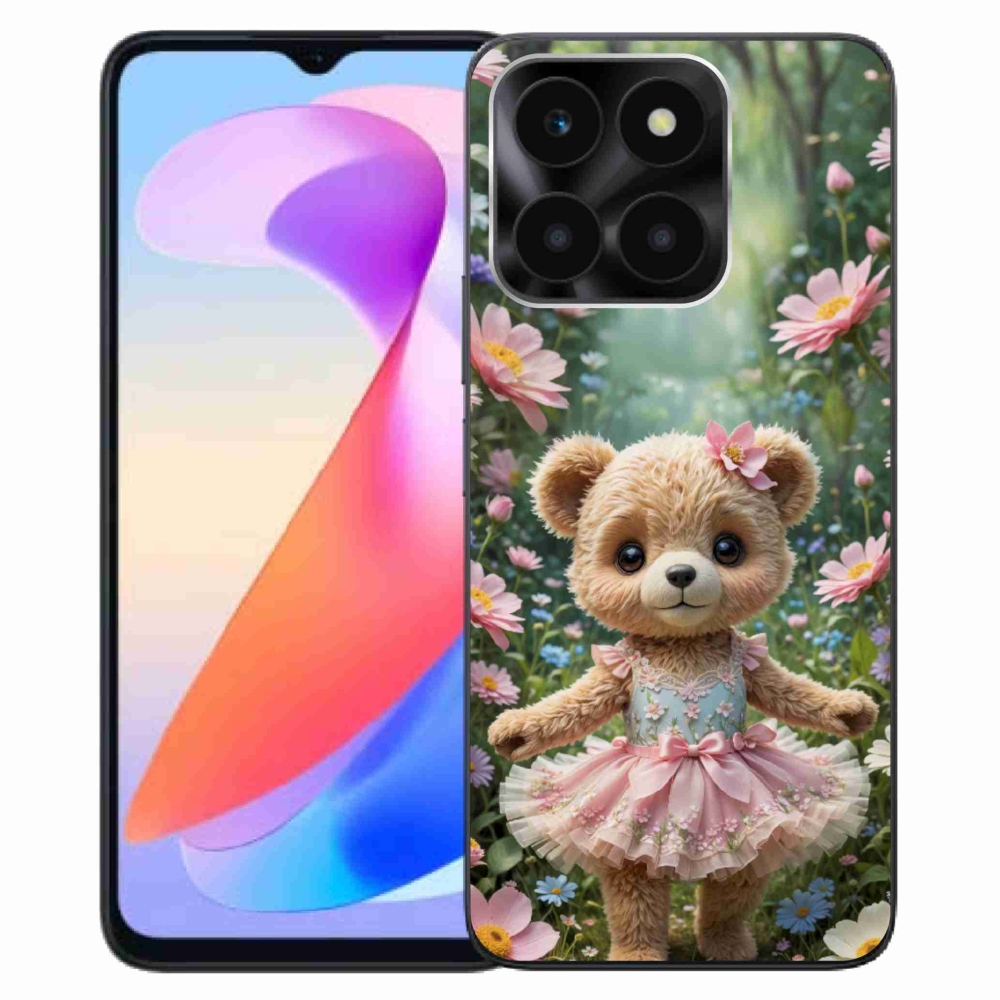 Gelový kryt mmCase na Honor X6a - roztomilý medvídek v květinách