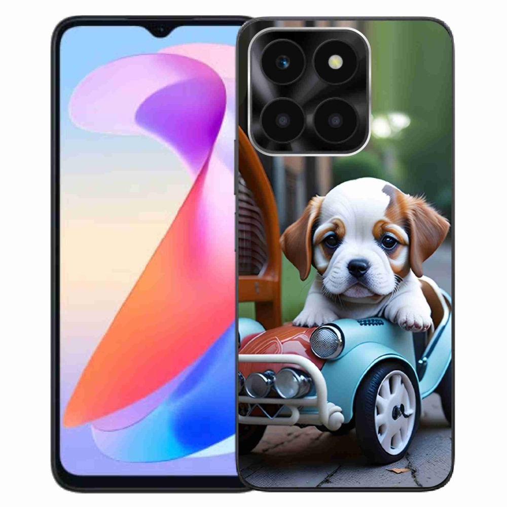 Gelový kryt mmCase na Honor X6a - štěně v retro autě