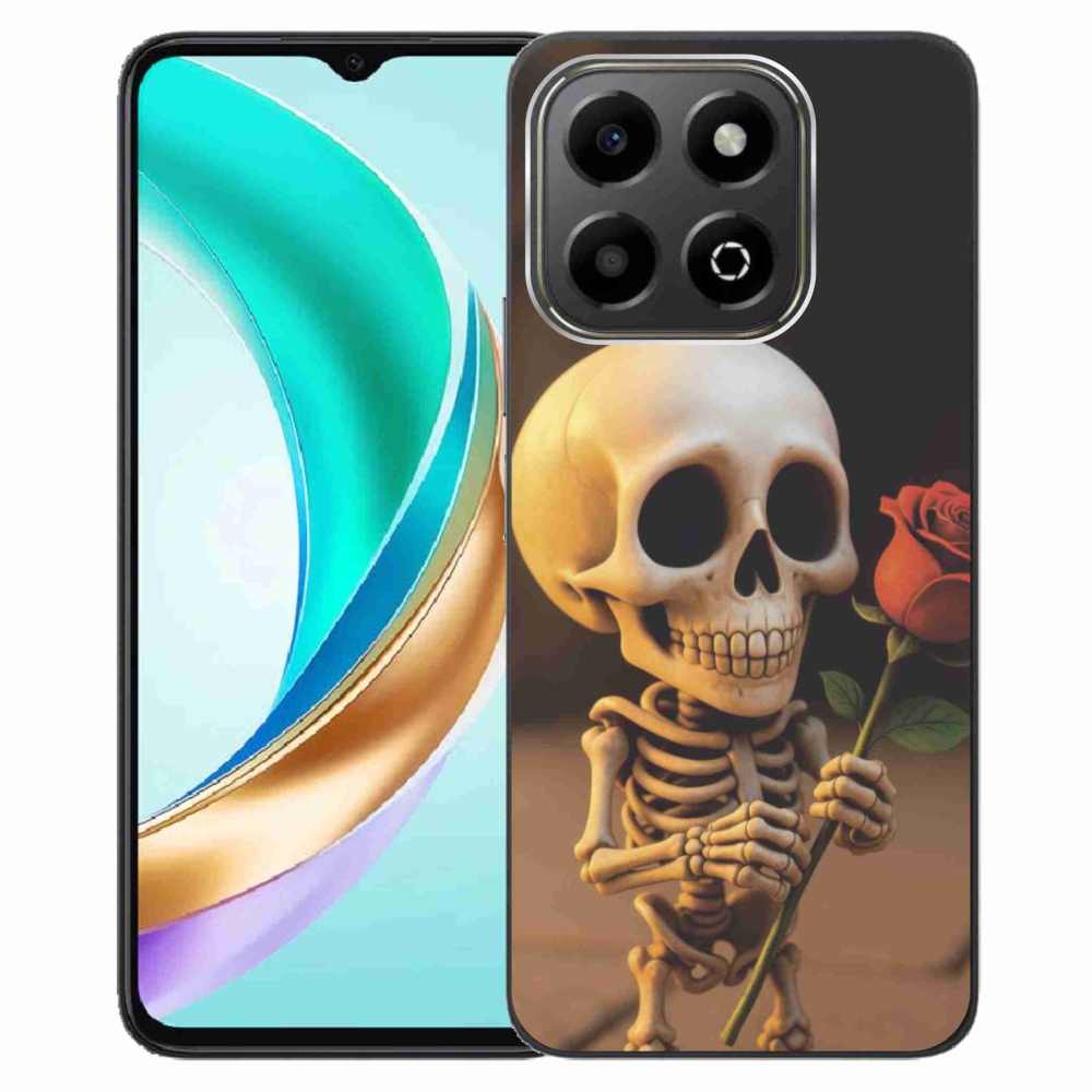 Gelový kryt mmCase na Honor X6b - kostlivec s růží