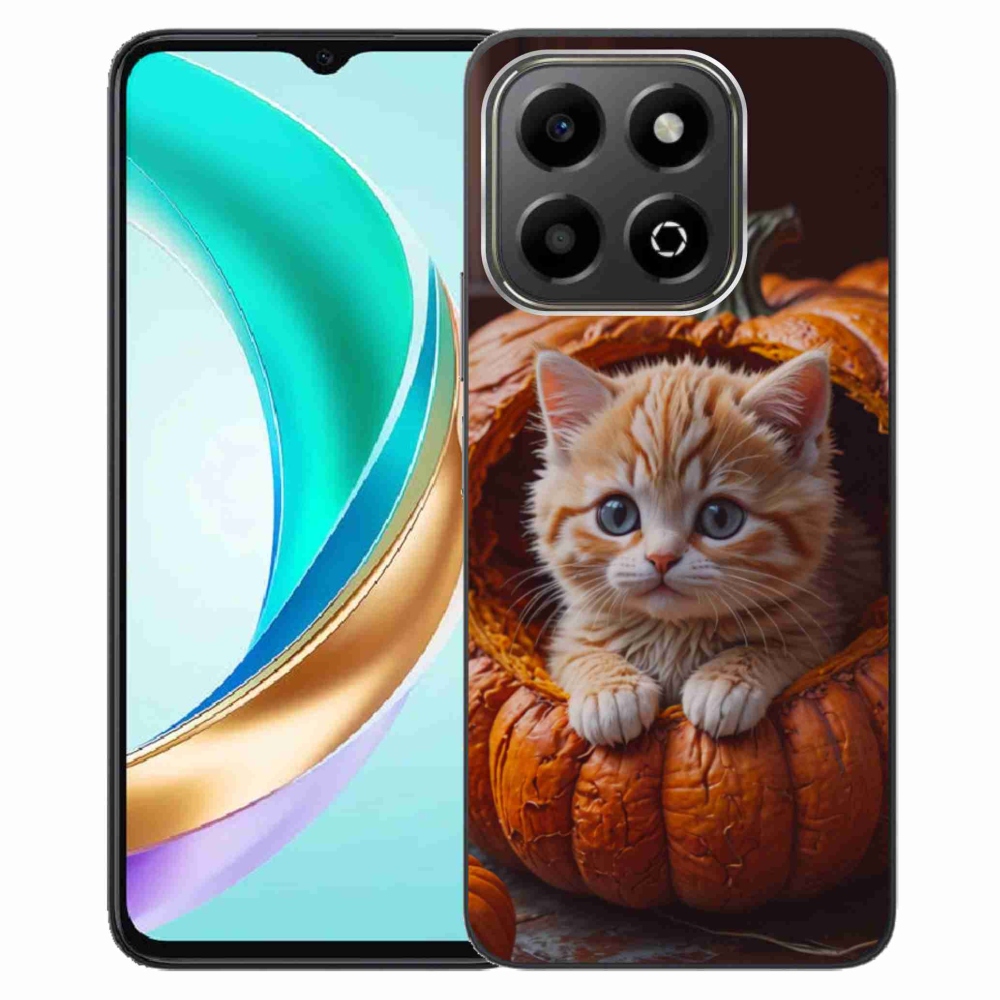 Gelový kryt mmCase na Honor X6b - kotě a dýně 2