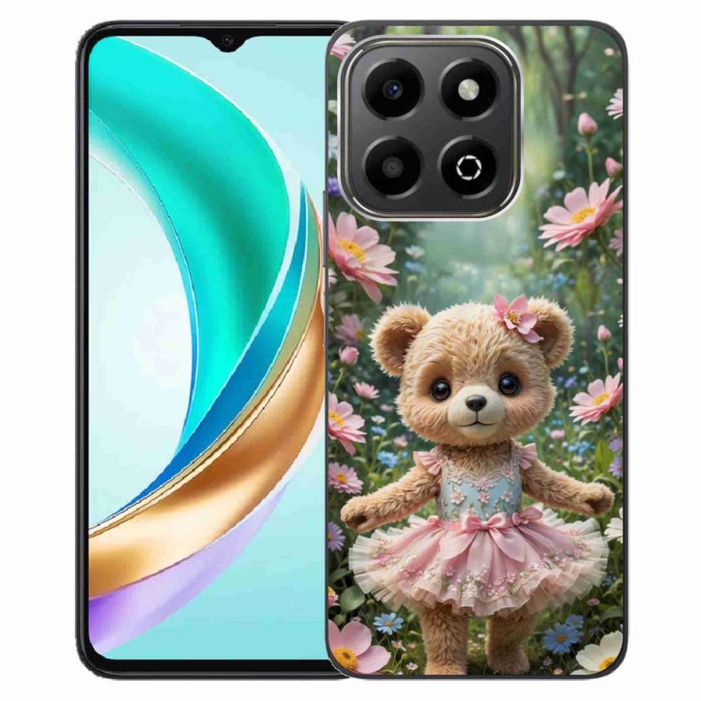 Gelový kryt mmCase na Honor X6b - roztomilý medvídek v květinách