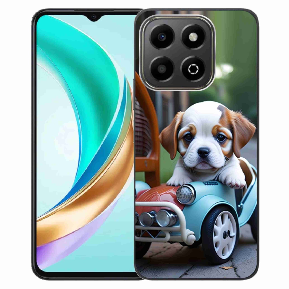 Gelový kryt mmCase na Honor X6b - štěně v retro autě
