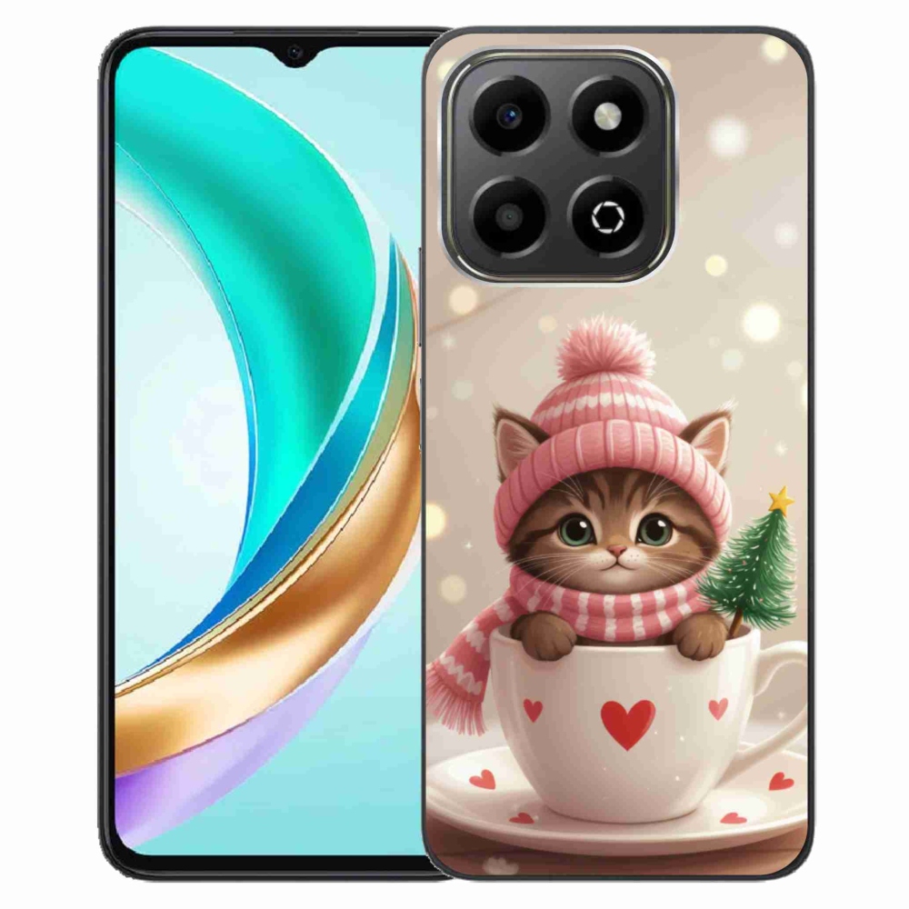 Gelový kryt mmCase na Honor X6b - vánoční kotě v hrnku