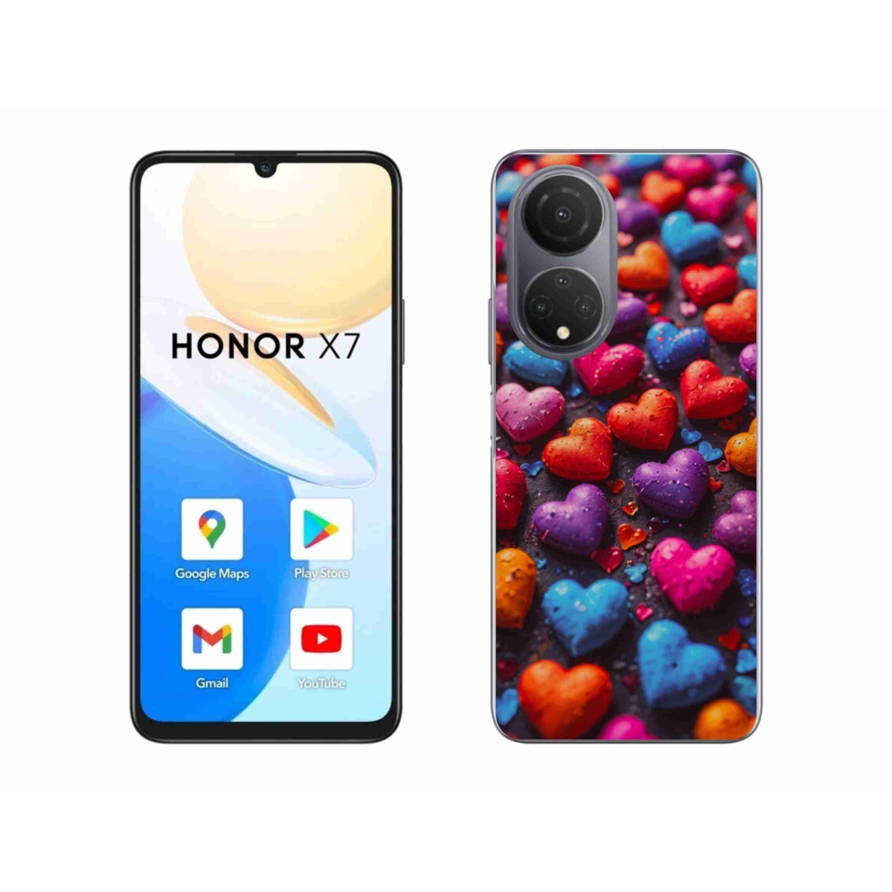 Gelový kryt mmCase na Honor X7 - barevná srdce