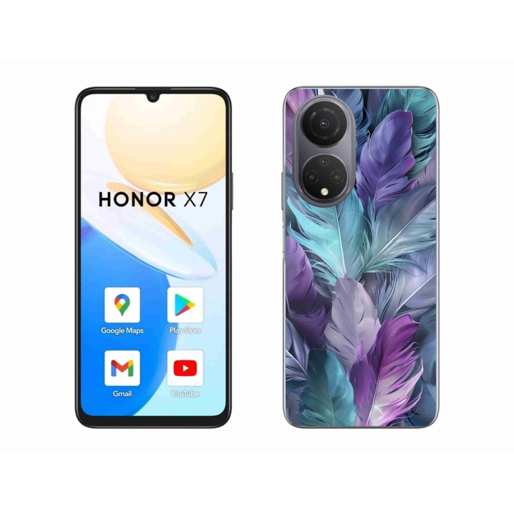 Gelový kryt mmCase na Honor X7 - barevné peří 2