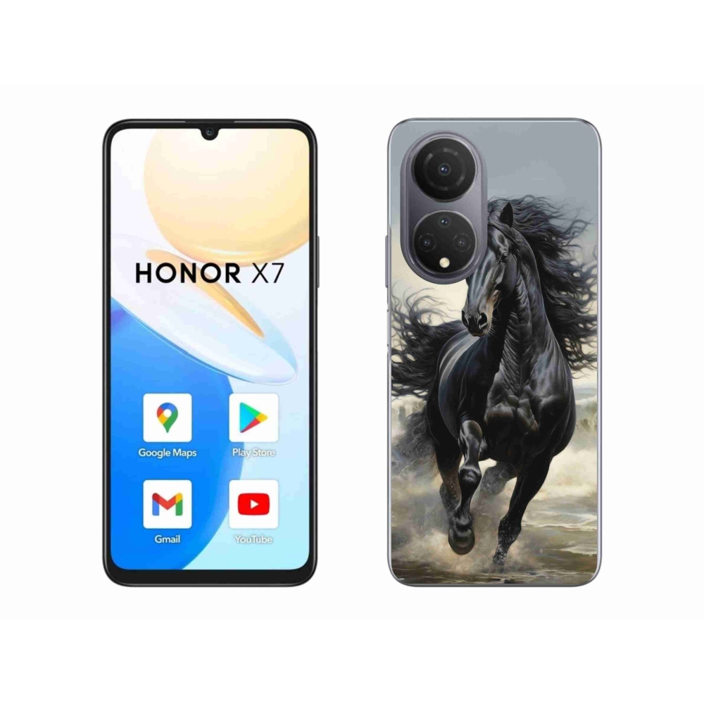Gelový kryt mmCase na Honor X7 - běžící černý kůň