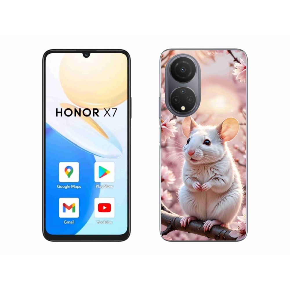 Gelový kryt mmCase na Honor X7 - bílá myš na větvi