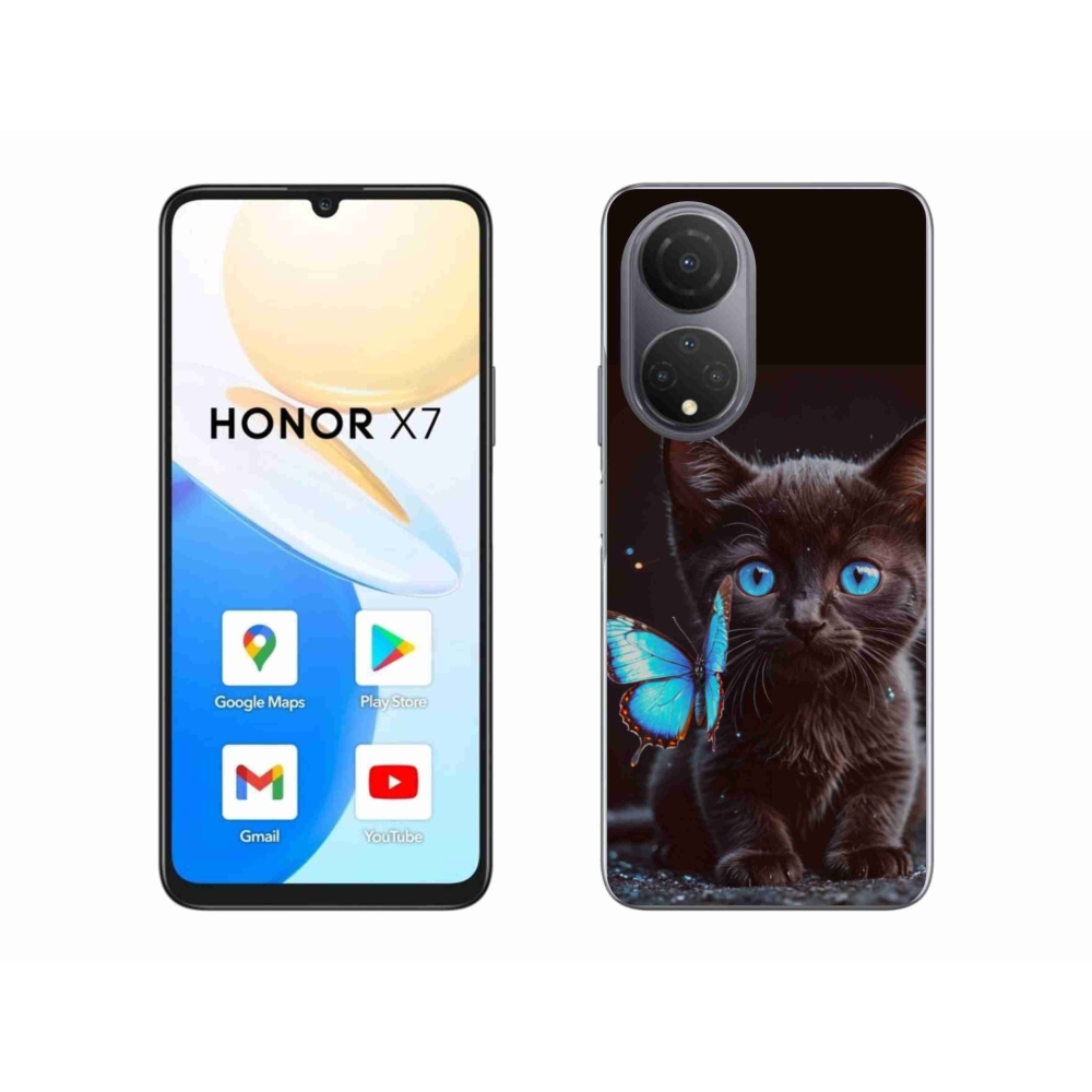 Gelový kryt mmCase na Honor X7 - černé kotě 3