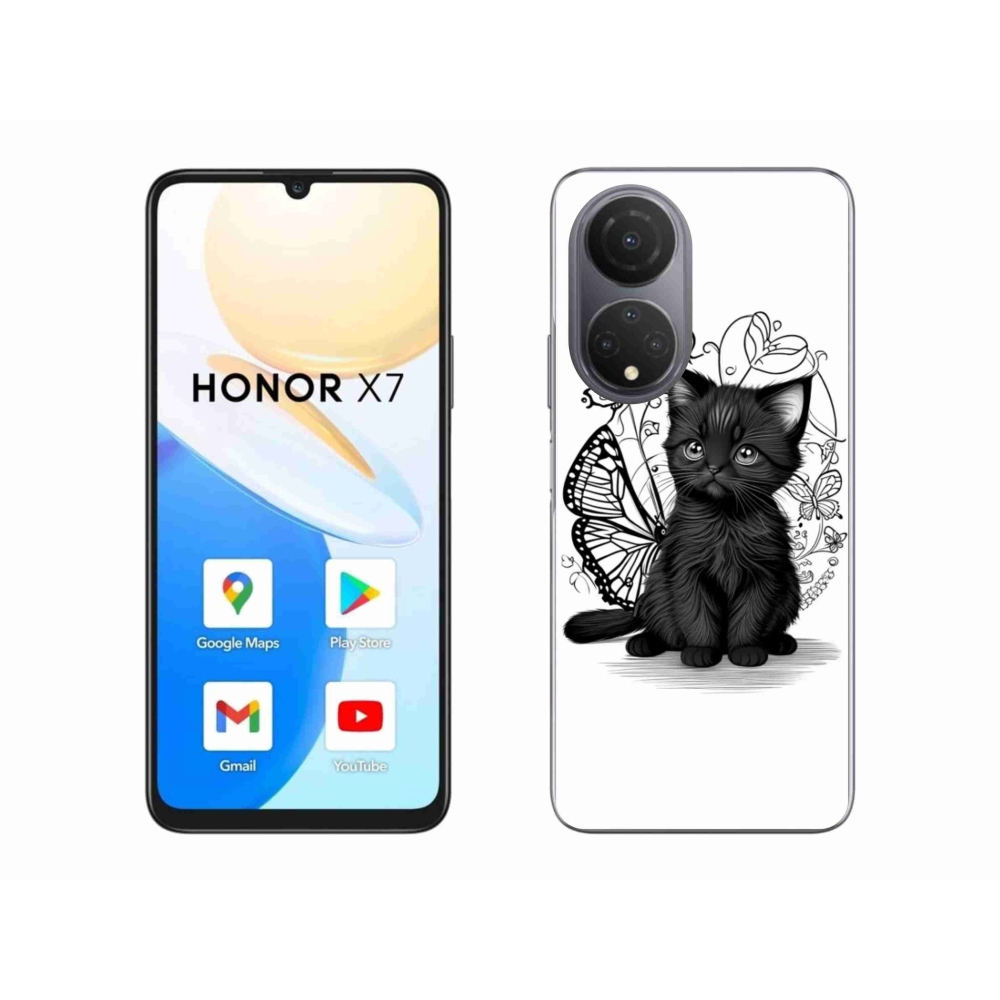 Gelový kryt mmCase na Honor X7 - černé kotě