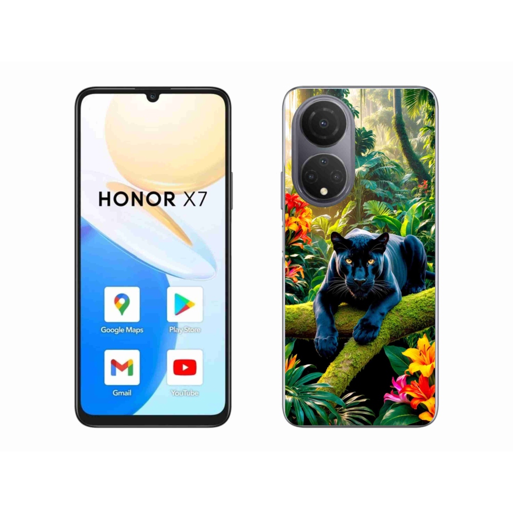 Gelový kryt mmCase na Honor X7 - černý panter v džungli