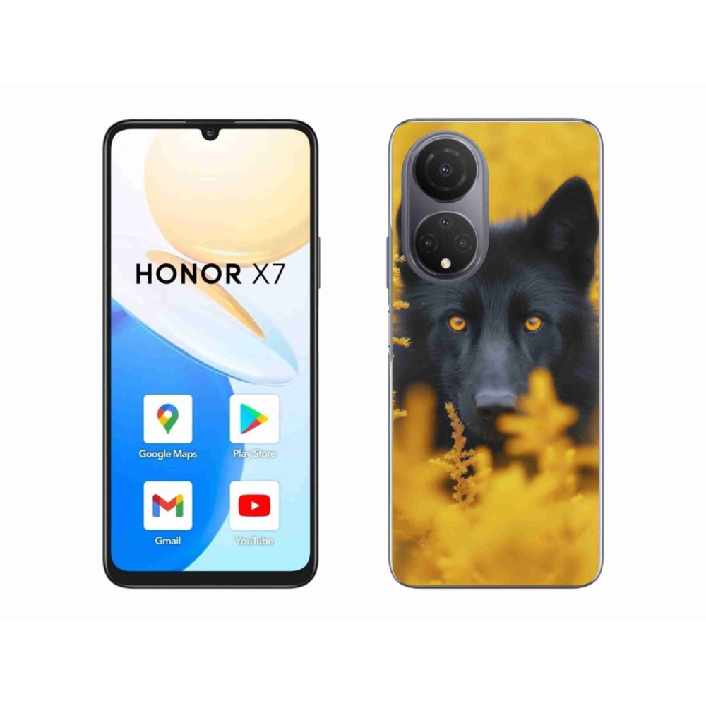 Gelový kryt mmCase na Honor X7 - černý vlk 2
