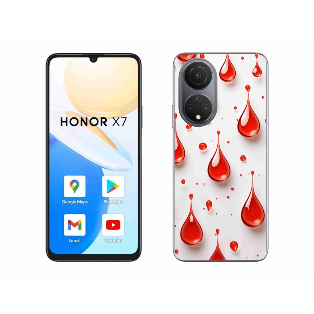 Gelový kryt mmCase na Honor X7 - červené kapky