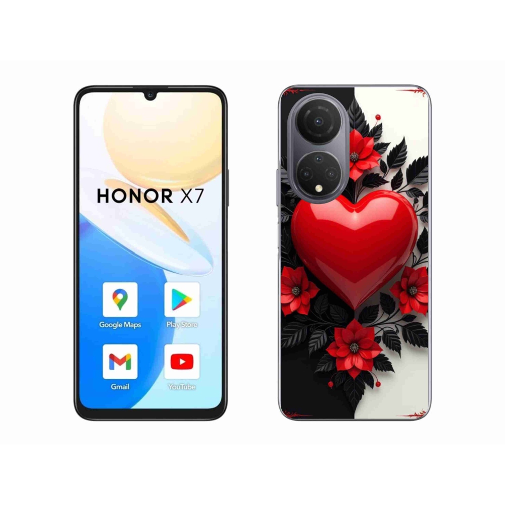 Gelový kryt mmCase na Honor X7 - červené srdce