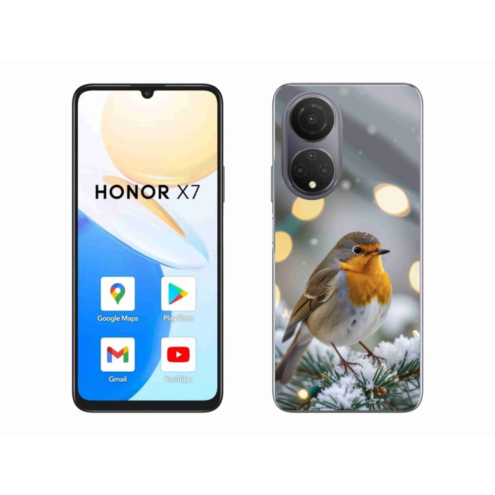 Gelový kryt mmCase na Honor X7 - červenka v zimě