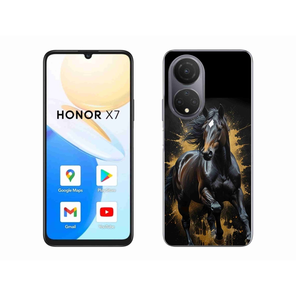 Gelový kryt mmCase na Honor X7 - elegantní černý hřebec