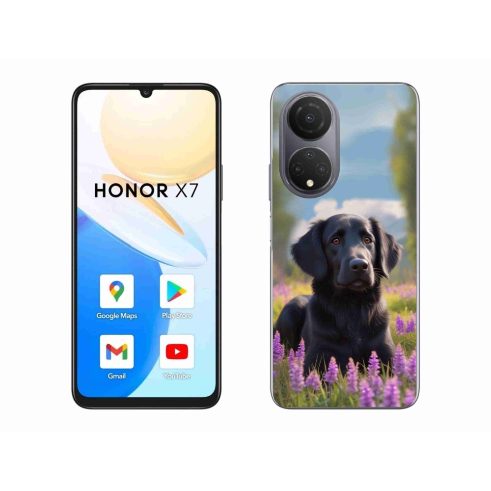 Gelový kryt mmCase na Honor X7 - elegantní černý retrívr