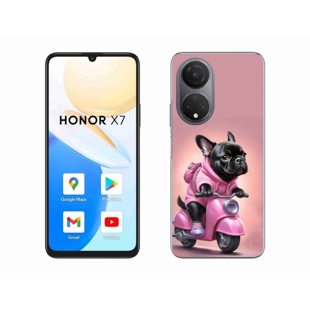 Gelový kryt mmCase na Honor X7 - francouzský buldoček na skútru