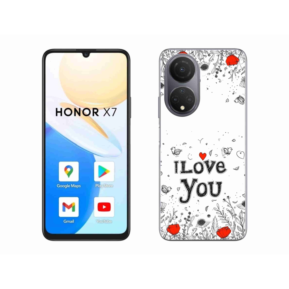 Gelový kryt mmCase na Honor X7 - I love you bílé pozadí
