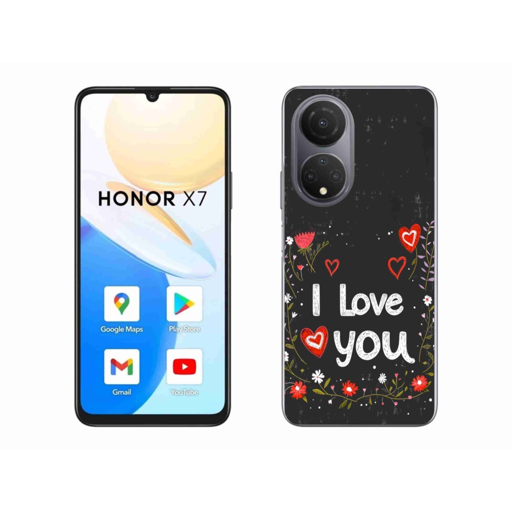 Gelový kryt mmCase na Honor X7 - I love you černé pozadí