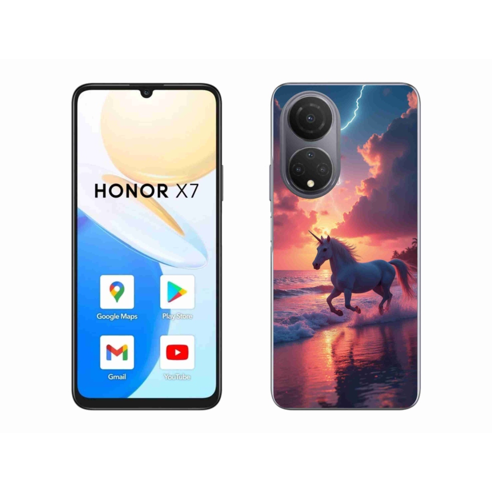 Gelový kryt mmCase na Honor X7 - jednorožec na pláži
